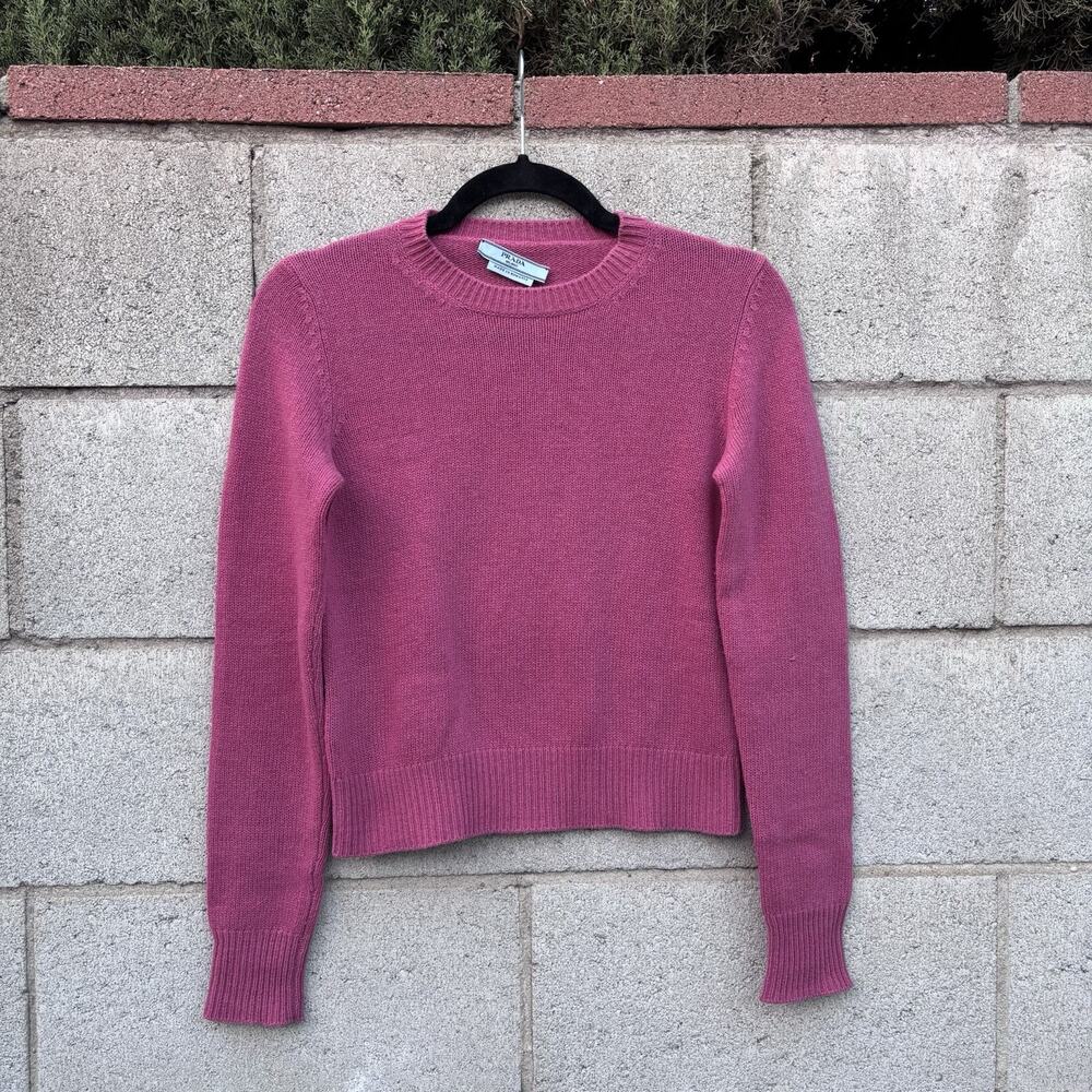 Prada Wool Cashmere Women’s Crew Neck Sweater Pink Sz 38